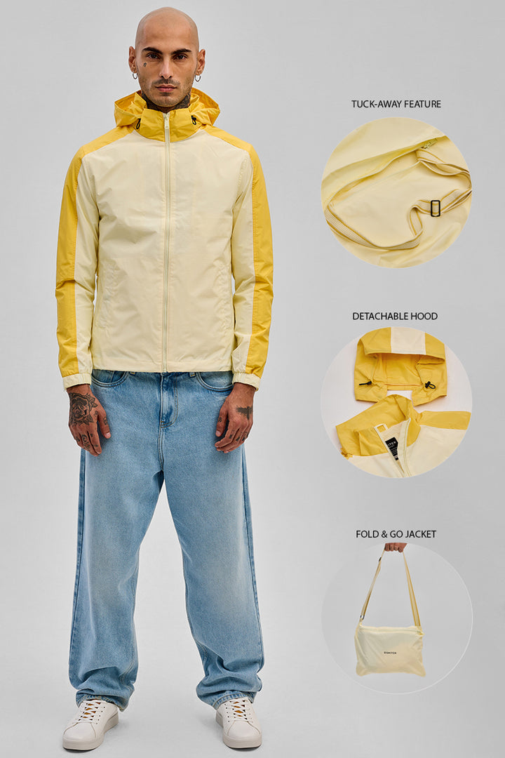 Yellow Colourblocked Ski Jacket