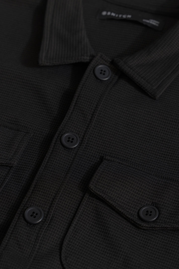 Black Grid Checks Overshirt