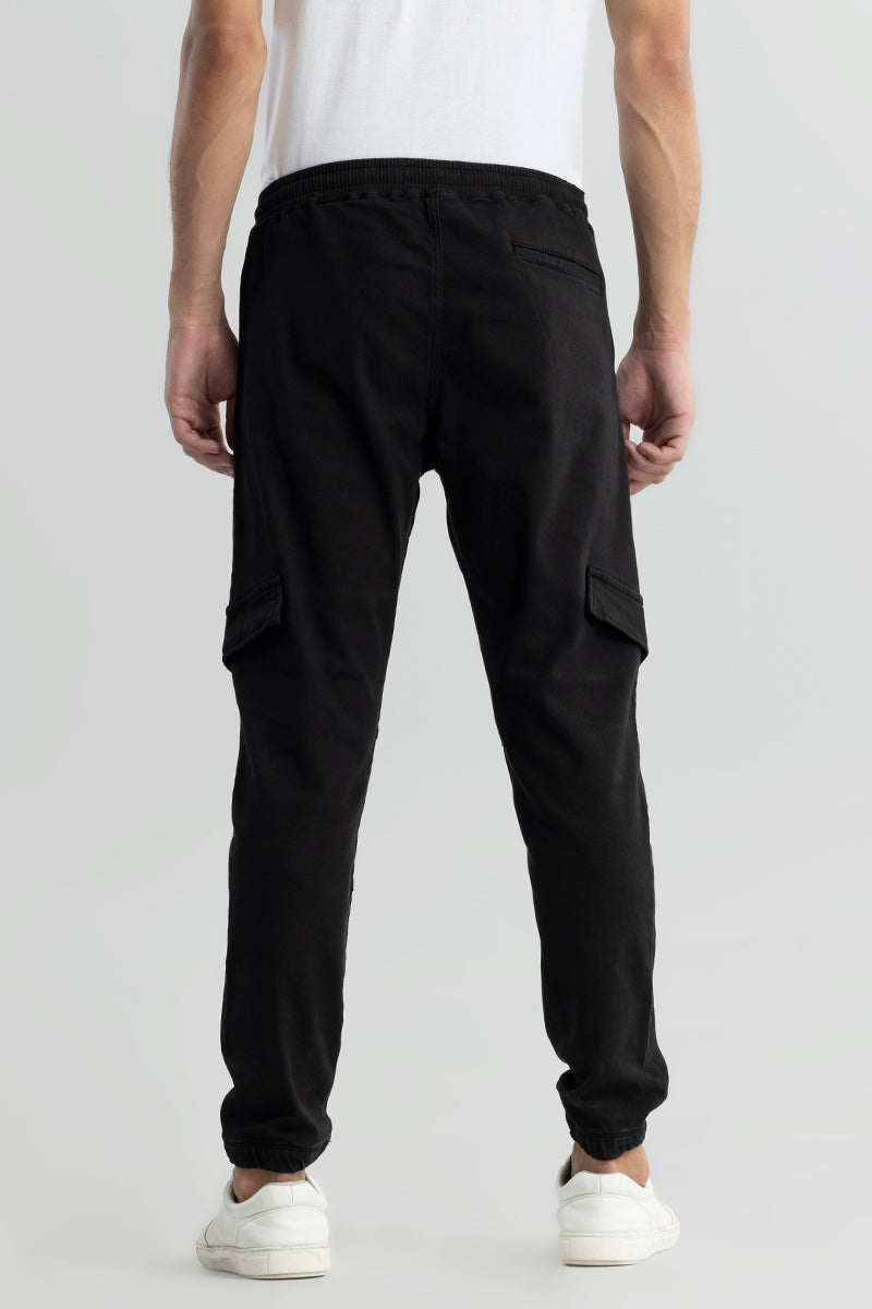 Combat Black Soft Denim Cargo Pant