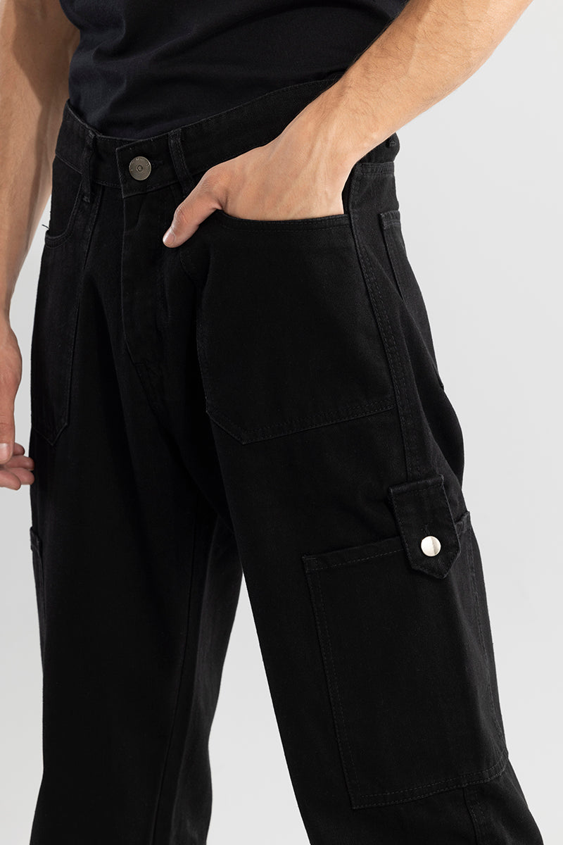 Buy Men's Enigma Black Baggy Fit Jeans Online | SNITCH