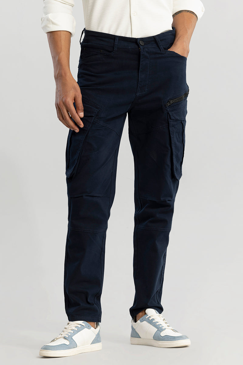 Buy Men's Kyubic Navy Cargo Pant Online | SNITCH