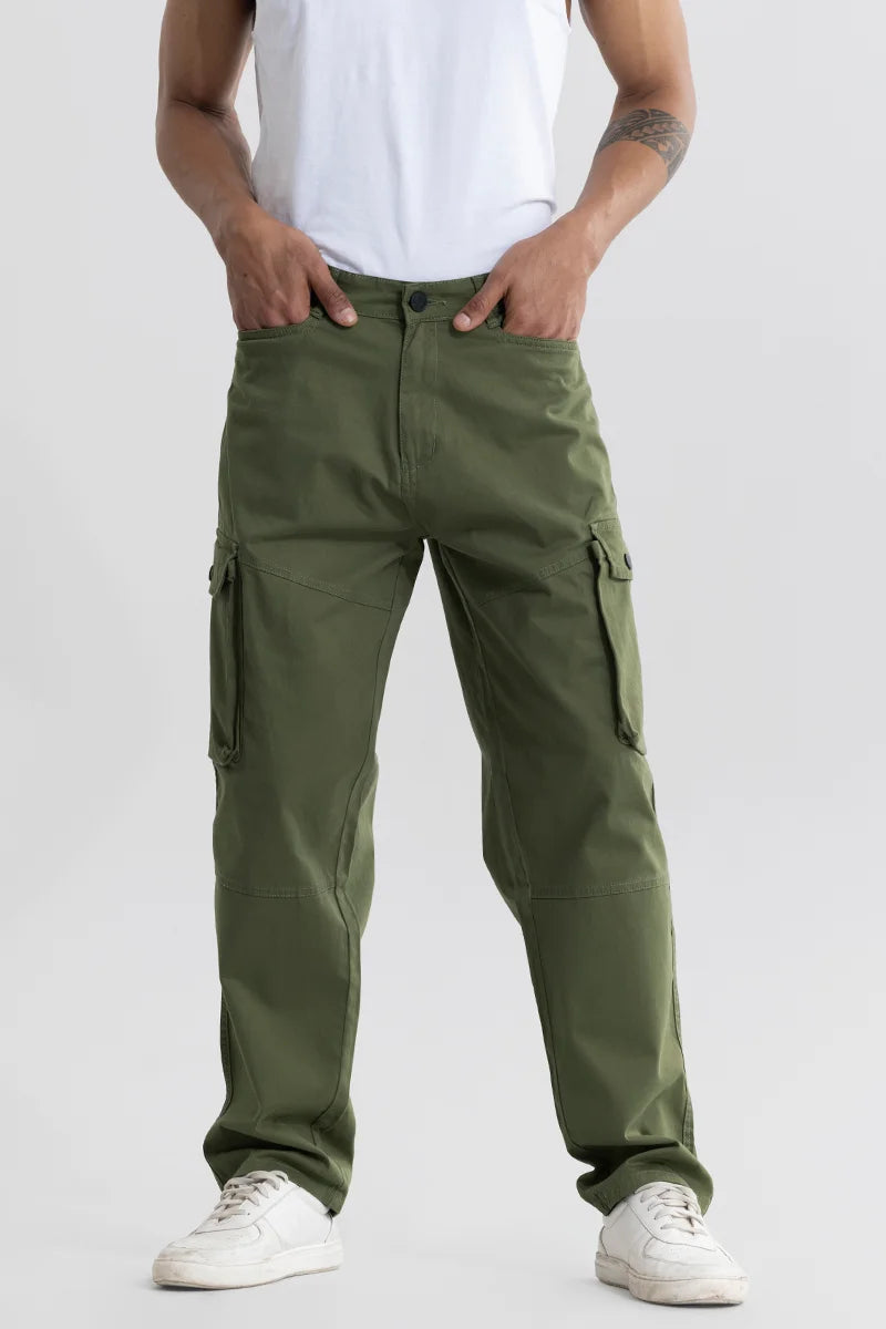 Buy Men's Allos Olive Cargo pant Online | SNITCH