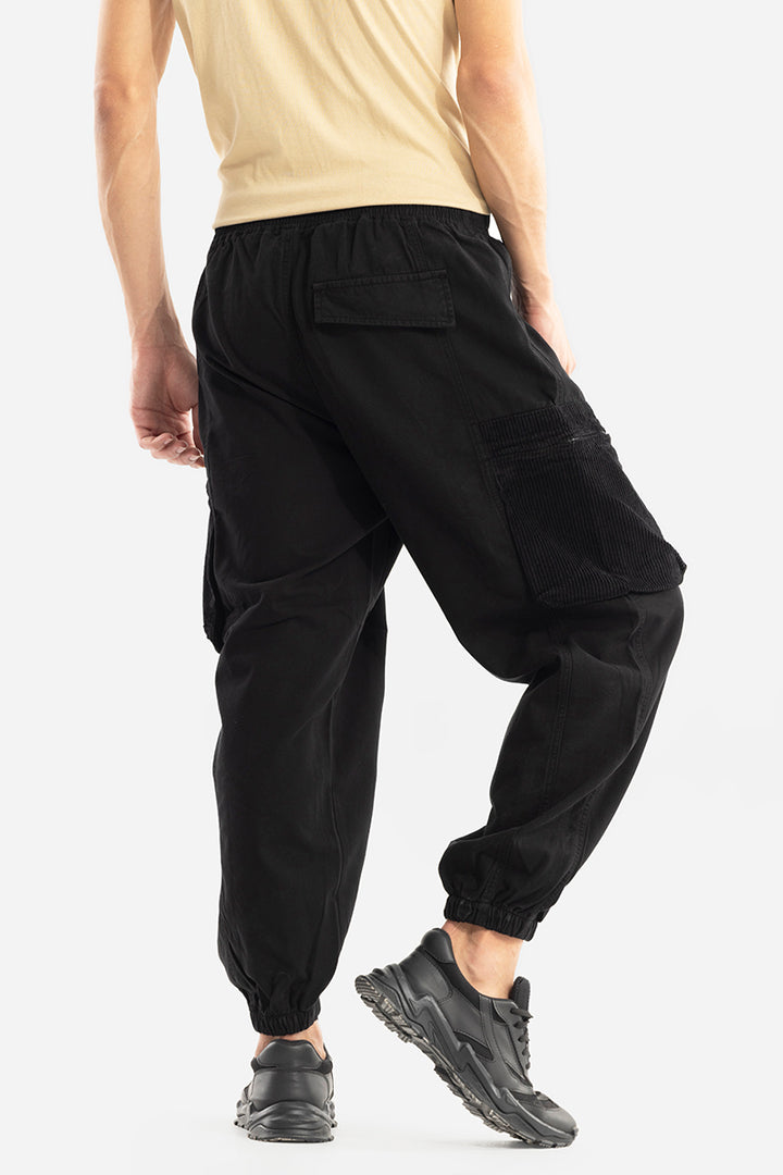 Buy Men's Korean Style Black Cargo Pant Online | SNITCH