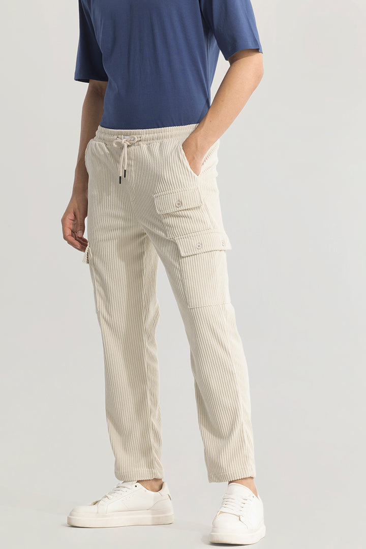 Urban Cord Cream Corduroy Cargo Pant