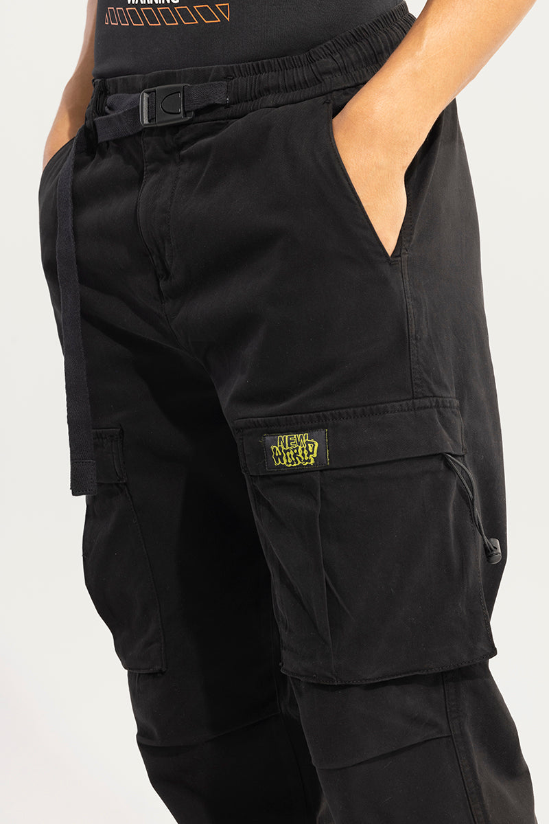 Hexa-Pocket Black Cargo Pant