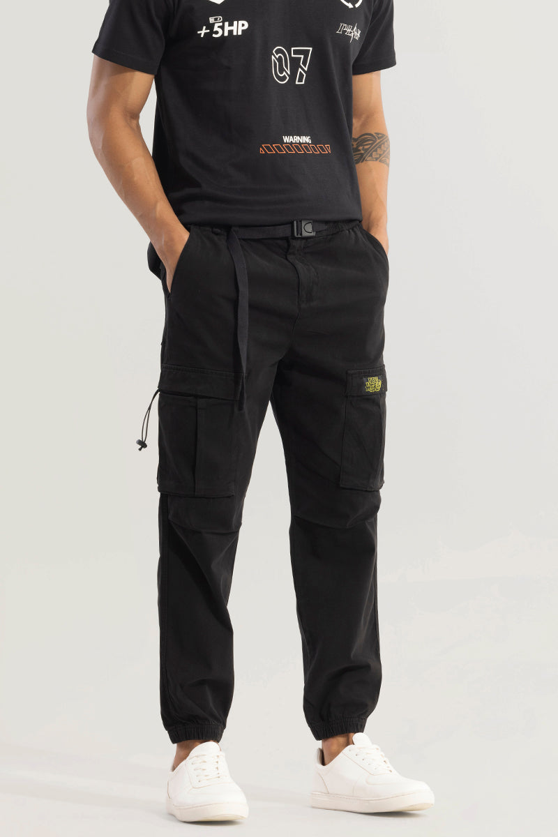 Hexa-Pocket Black Cargo Pant