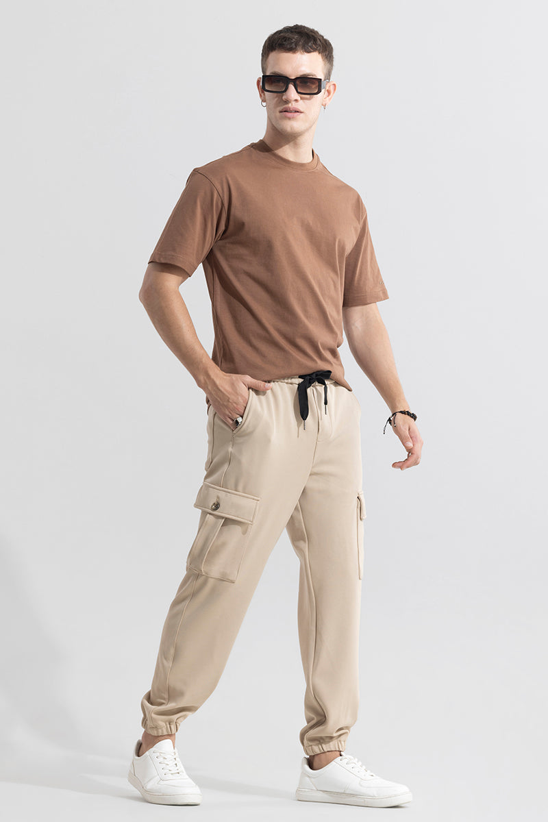 Buy Men's MetroMover Cream Cargo Jogger Online | SNITCH