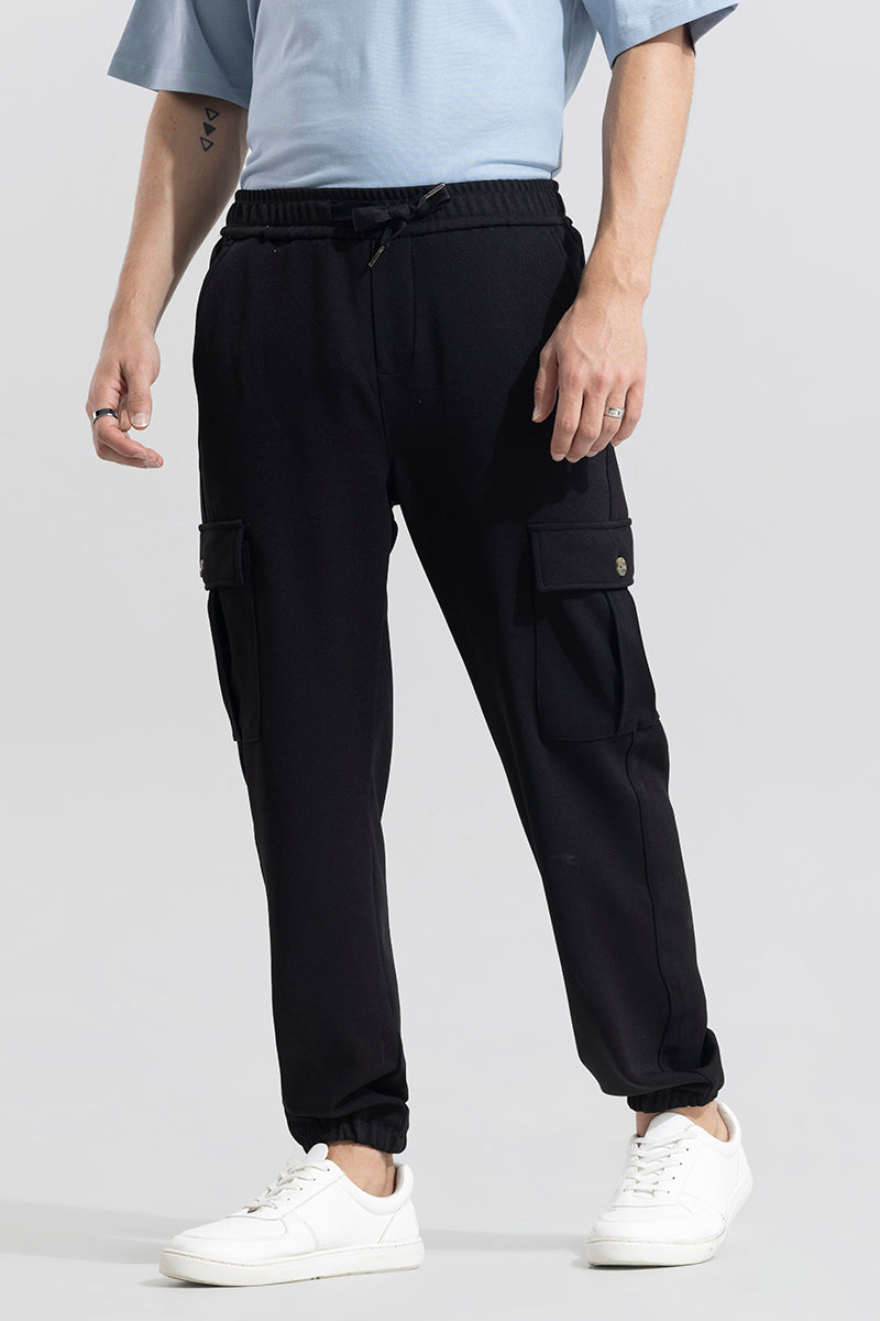 Buy Men's MetroMover Black Cargo Jogger Online | SNITCH