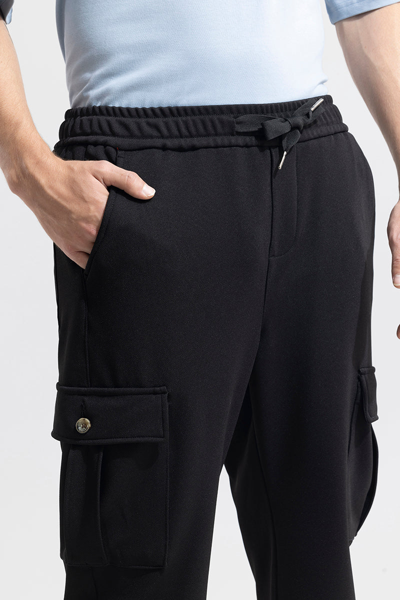 Buy Men's MetroMover Black Cargo Jogger Online | SNITCH