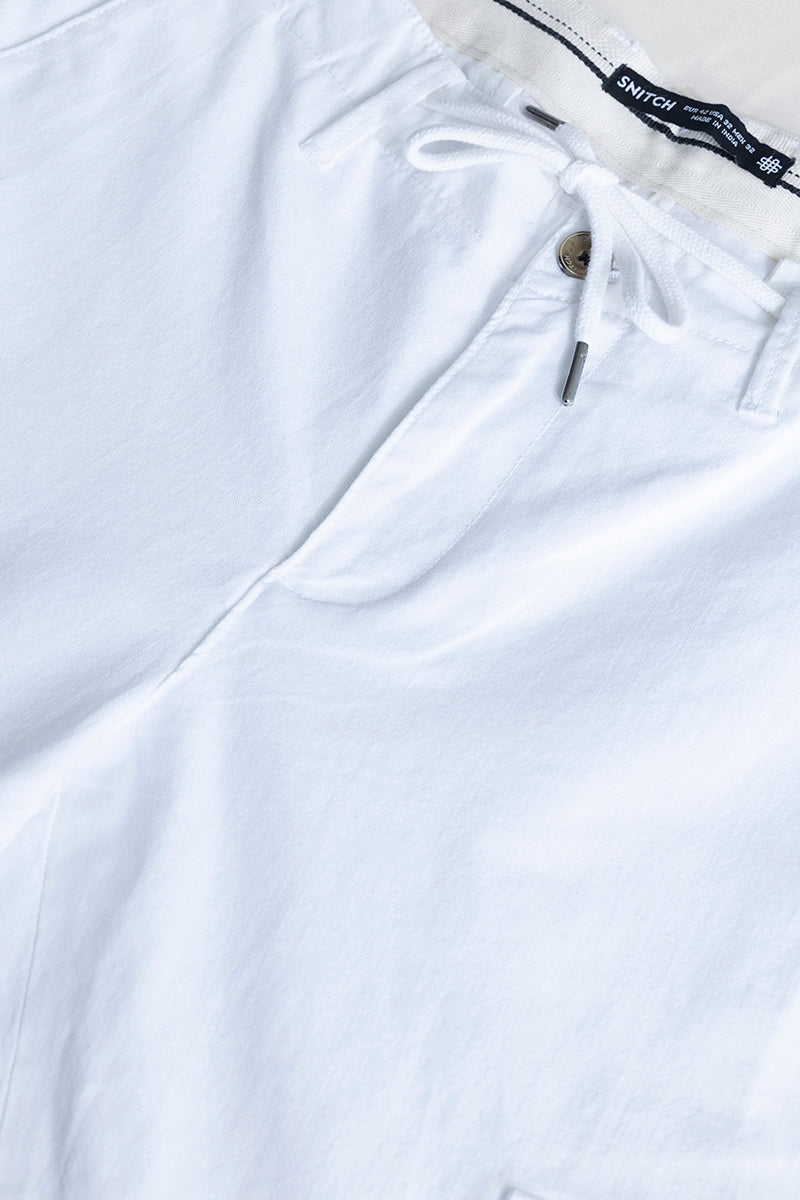 City Breeze White Linen Cargo Pant