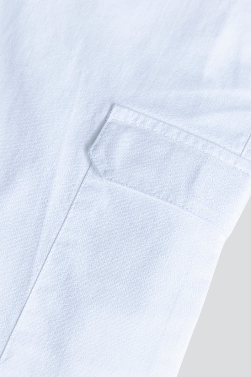 City Breeze White Linen Cargo Pant