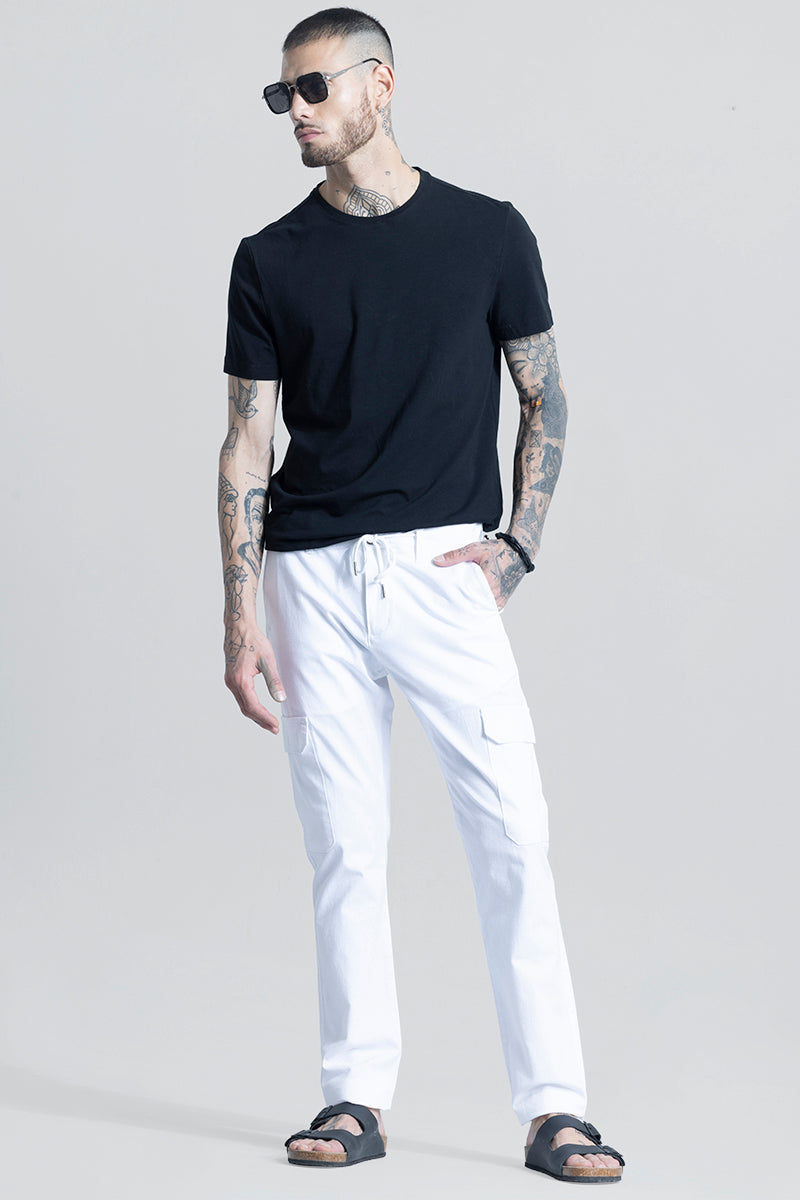 City Breeze White Linen Cargo Pant