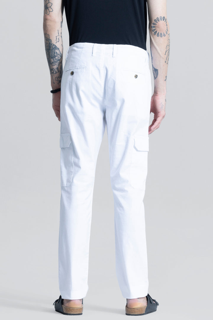 City Breeze White Linen Cargo Pant