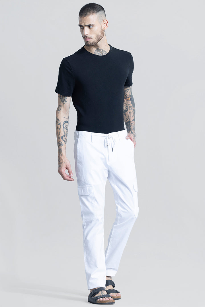 City Breeze White Linen Cargo Pant