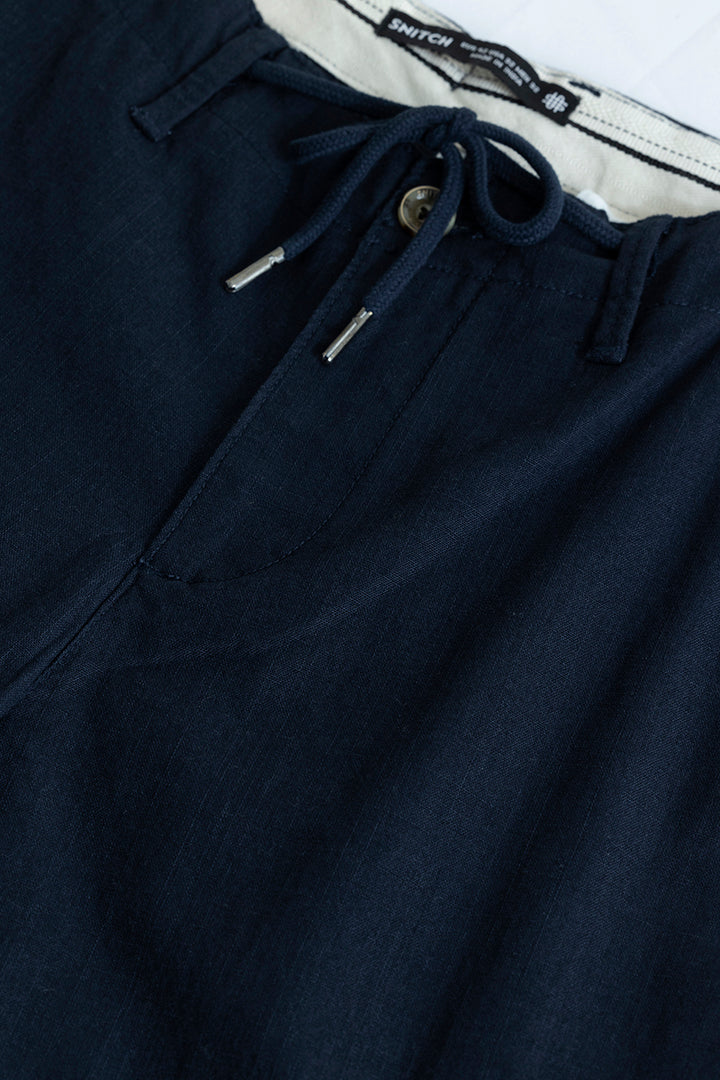 City Breeze Navy Linen Cargo Pant