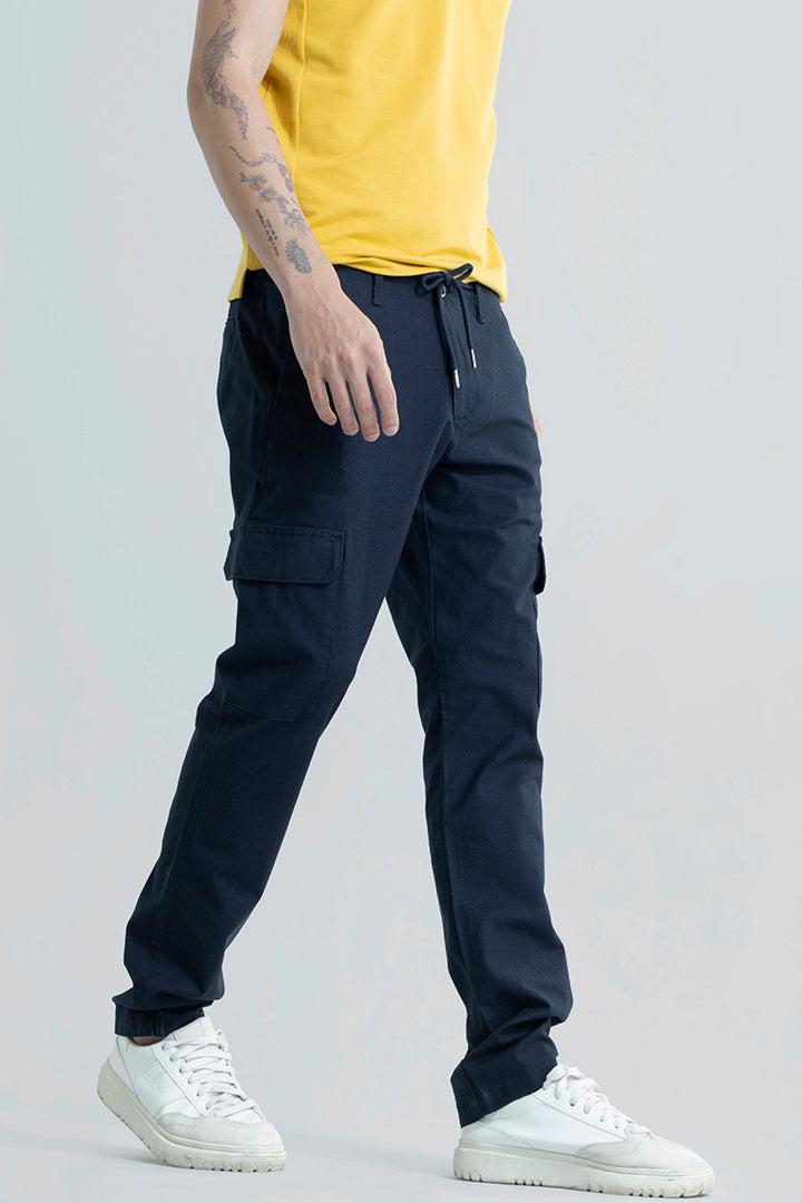 City Breeze Navy Linen Cargo Pant