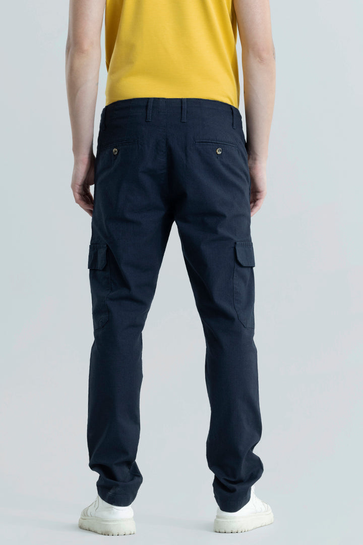 City Breeze Navy Linen Cargo Pant