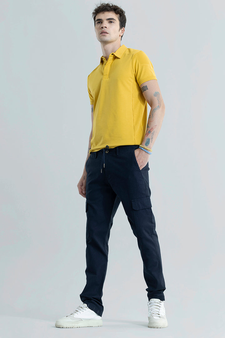 City Breeze Navy Linen Cargo Pant