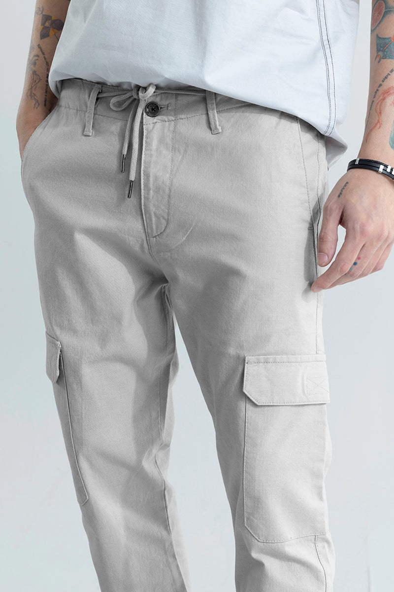 City Breeze Grey Linen Cargo Pant