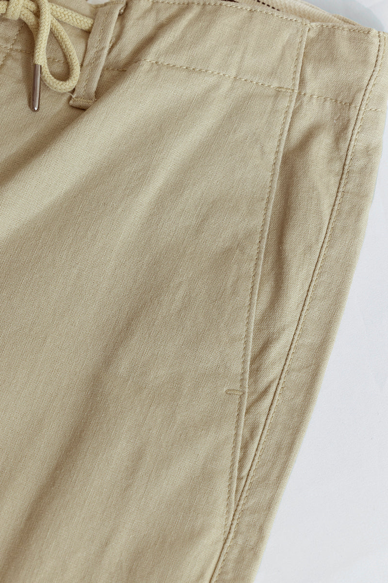 City Breeze Cream Linen Cargo Pant