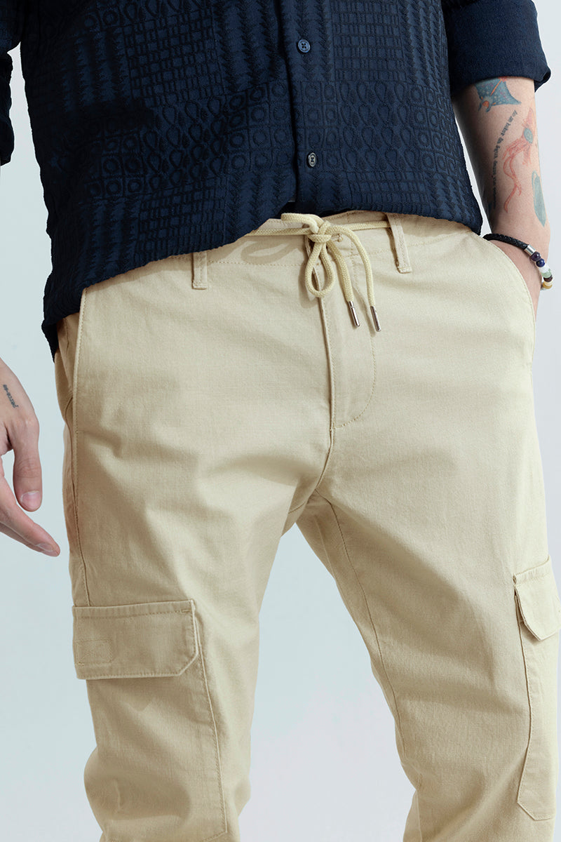 City Breeze Cream Linen Cargo Pant