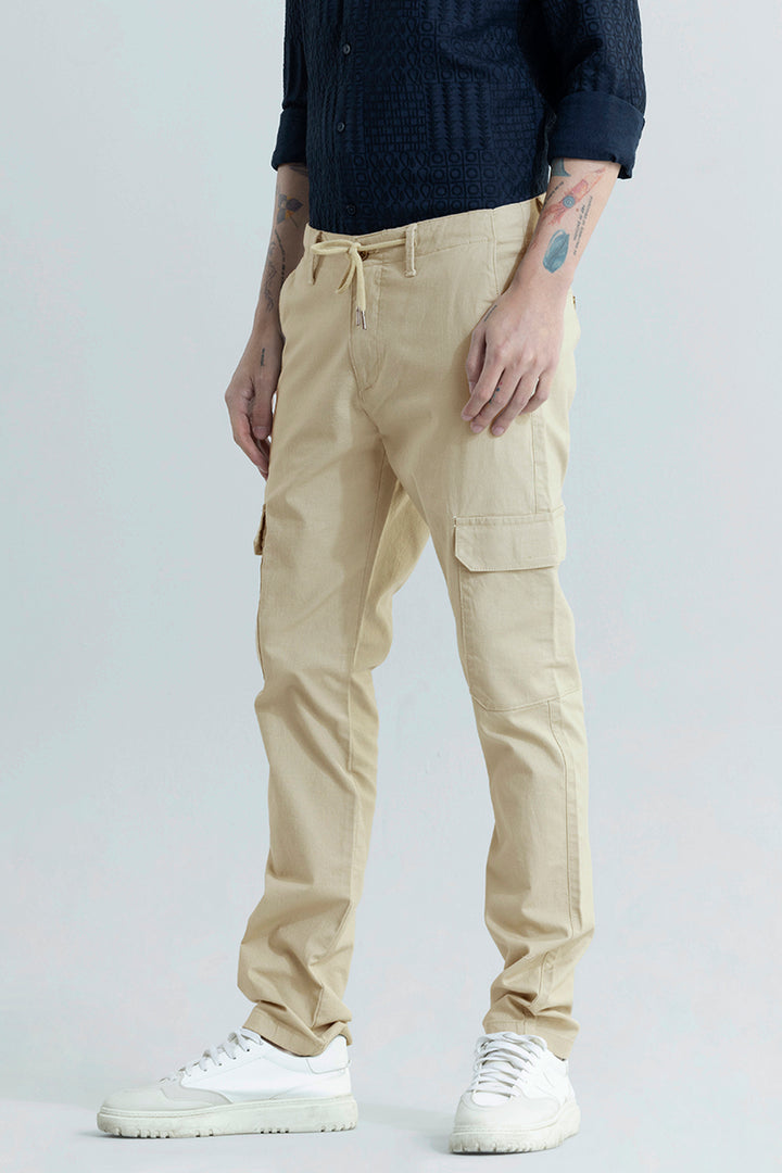 City Breeze Cream Linen Cargo Pant