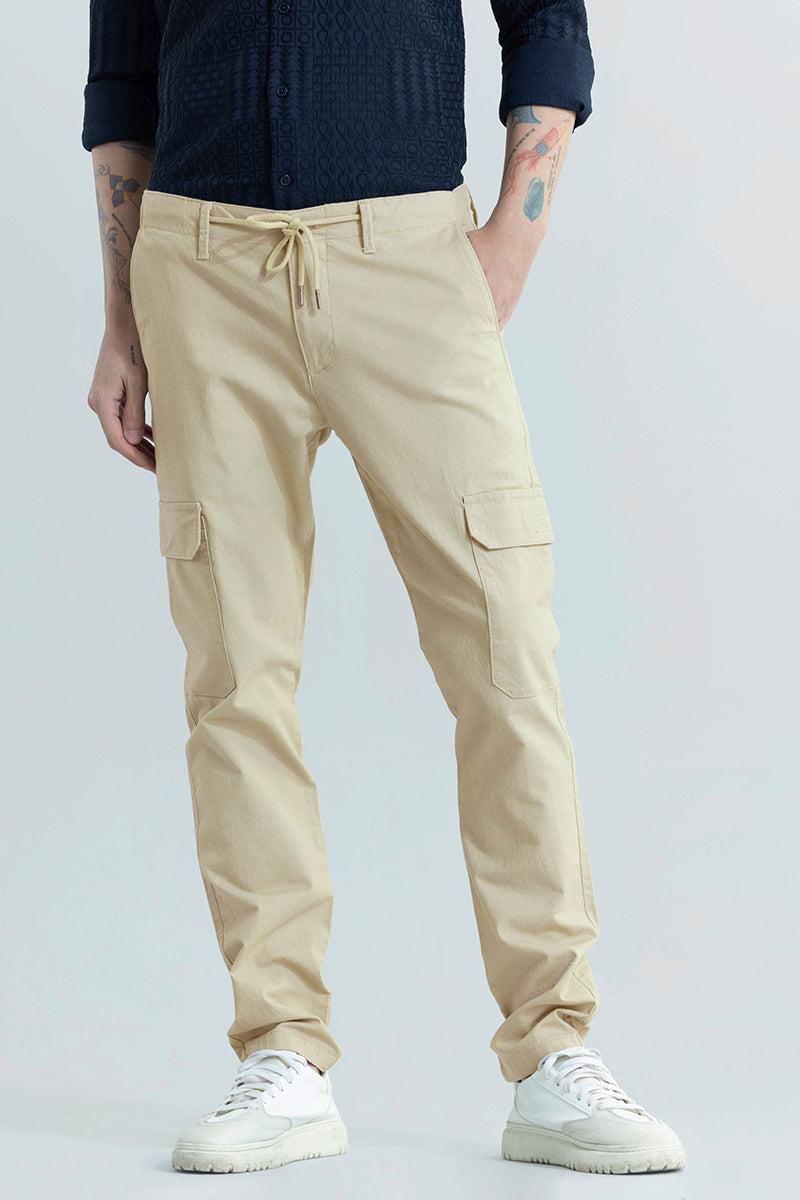 City Breeze Cream Linen Cargo Pant