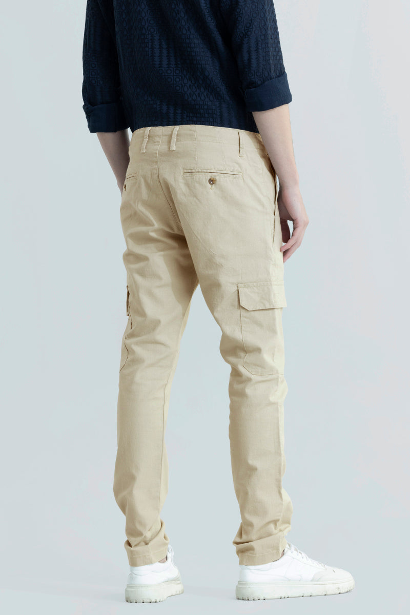 City Breeze Cream Linen Cargo Pant