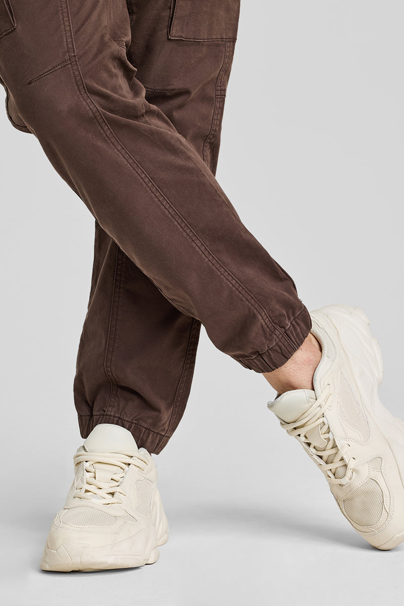 Brown Slim Fit Cargo Pants