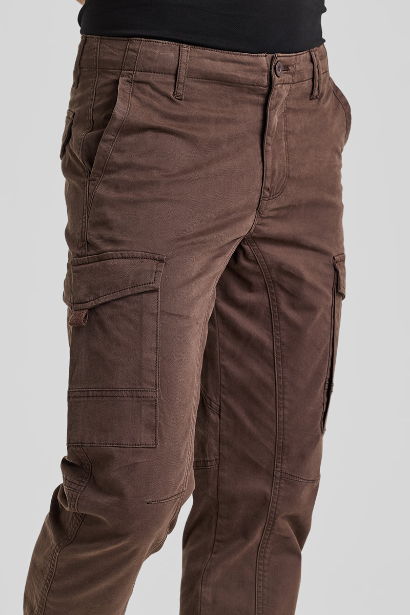 Brown Slim Fit Cargo Pants