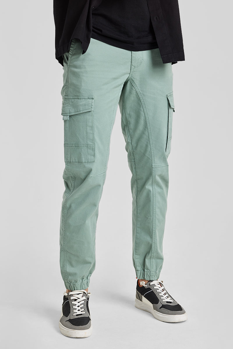 Mint Green Slim Fit Cargo Pants