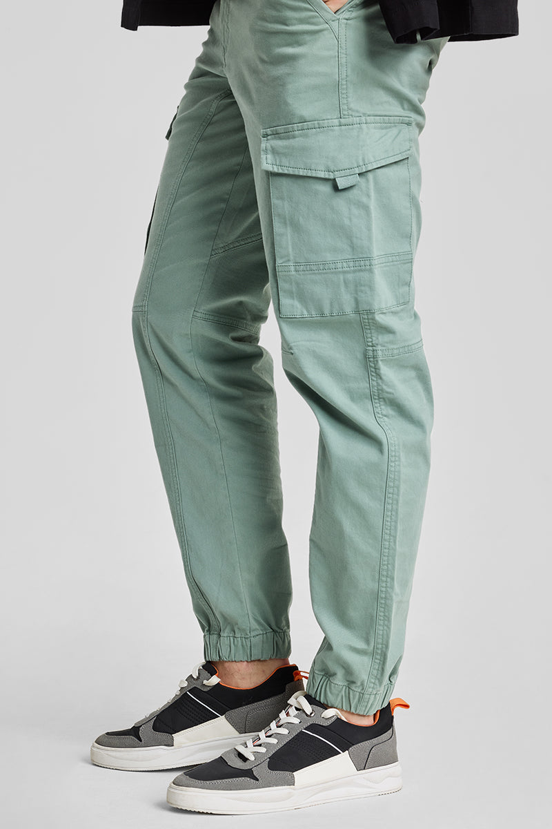 Mint Green Slim Fit Cargo Pants