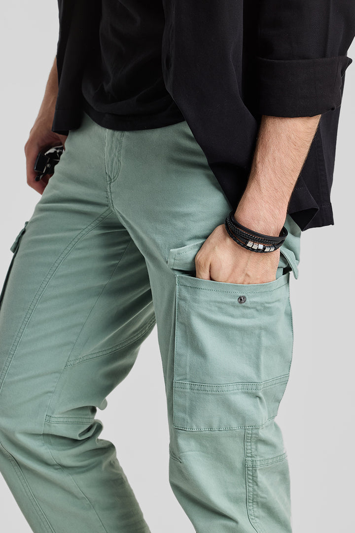 Mint Green Slim Fit Cargo Pants