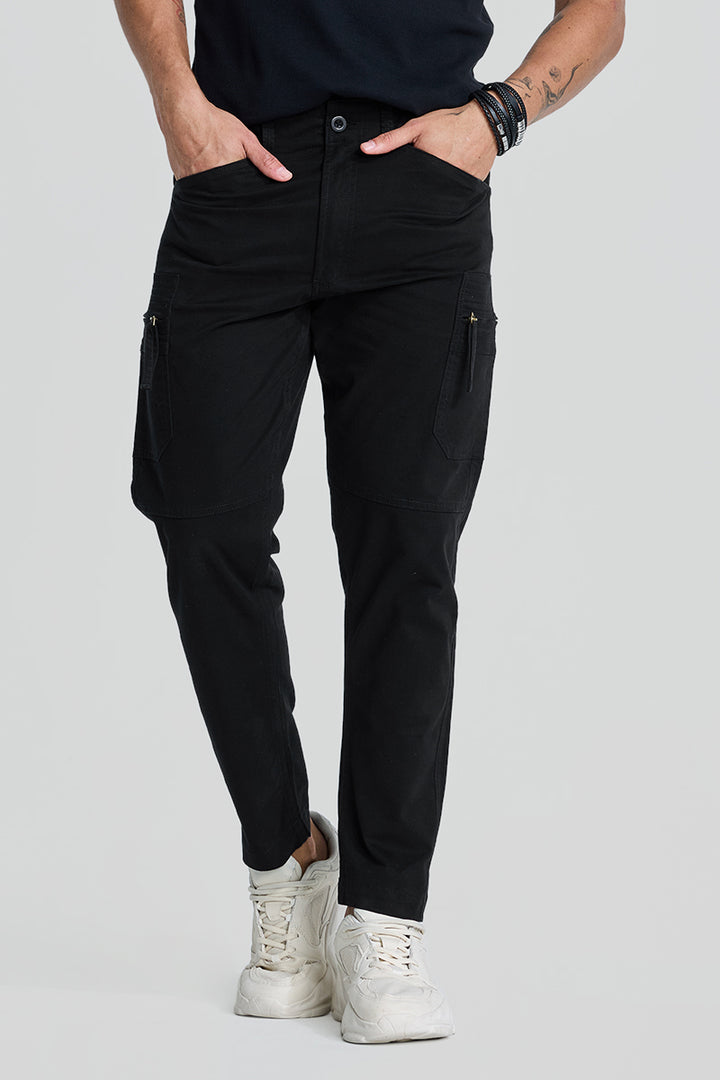 Black Slim Fit Cargo Pants