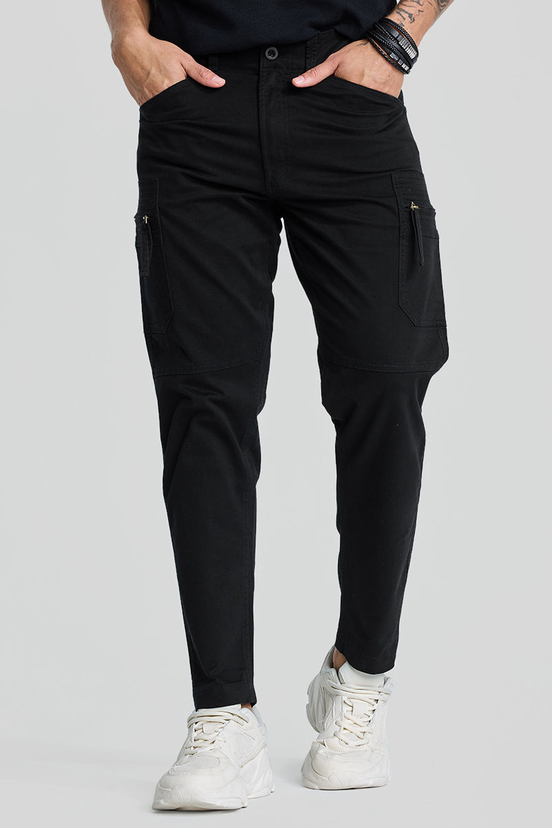 Black Slim Fit Cargo Pants