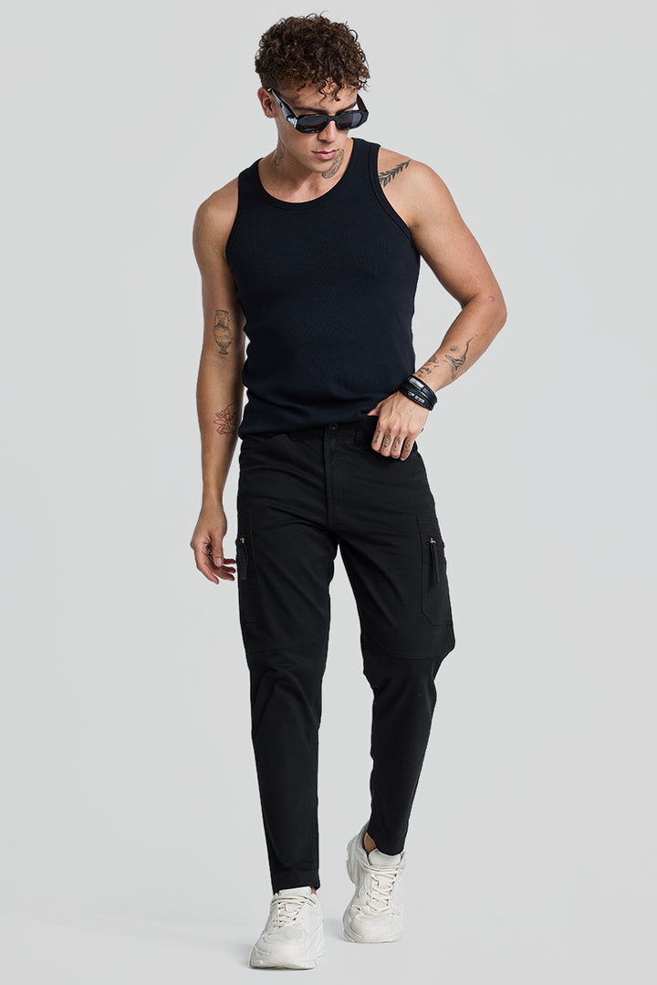 Black Slim Fit Cargo Pants