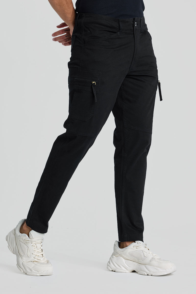 Black Slim Fit Cargo Pants