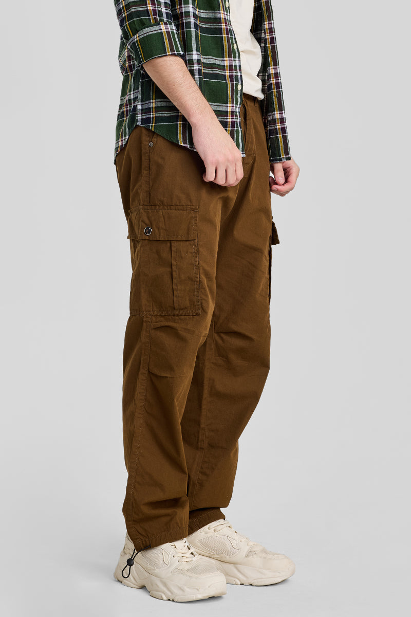 Brown Relaxed Fit Cargo Pants