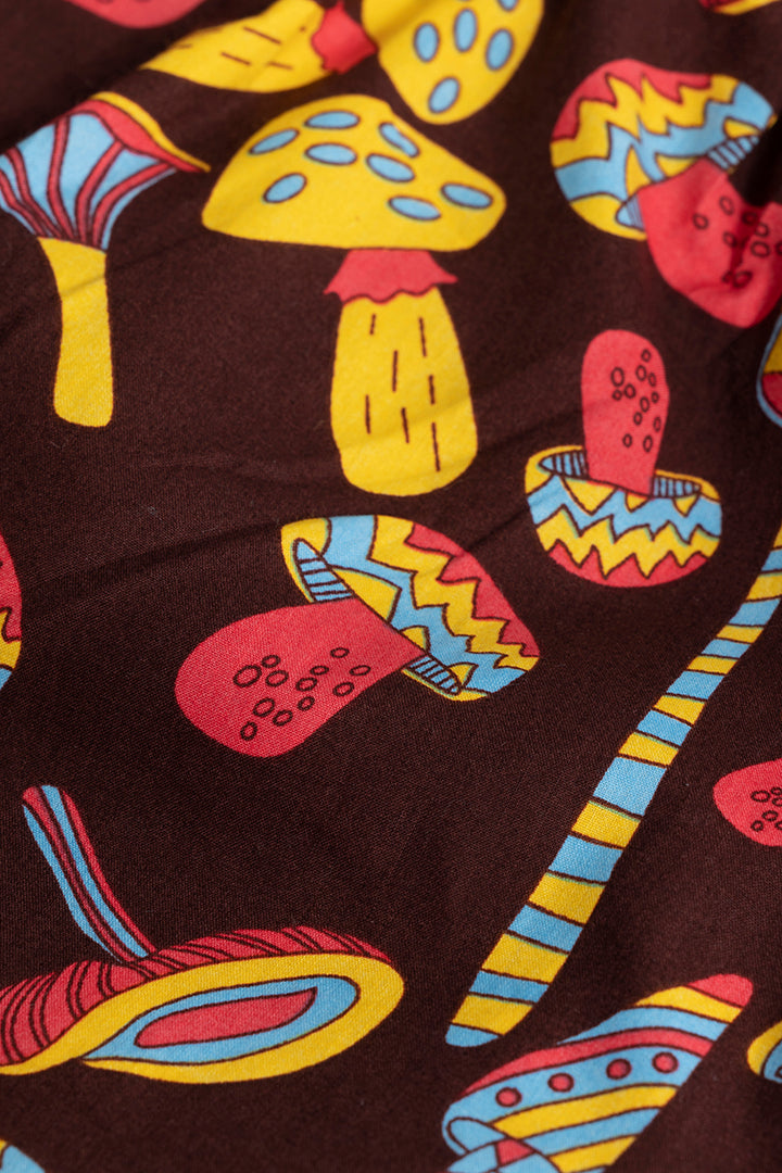 Mushroom Print Dark Brown Pyjama