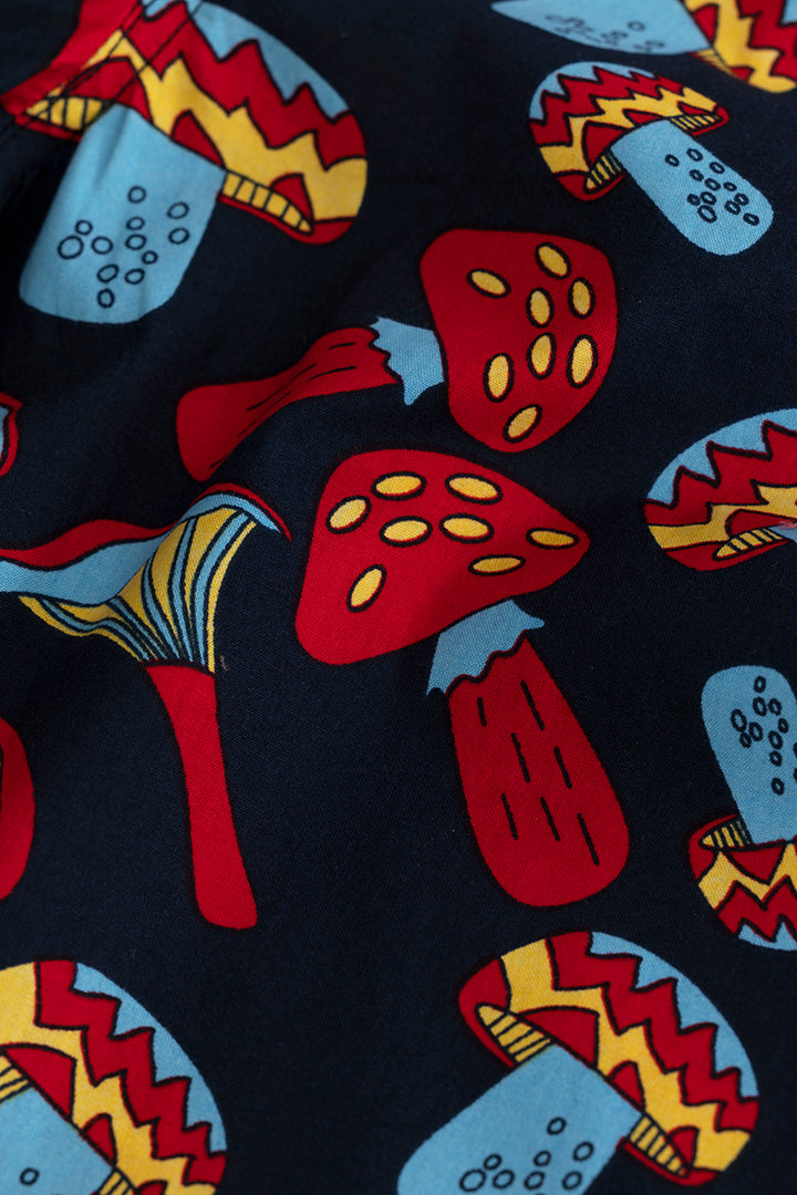 Mushroom Print Navy Pyjama