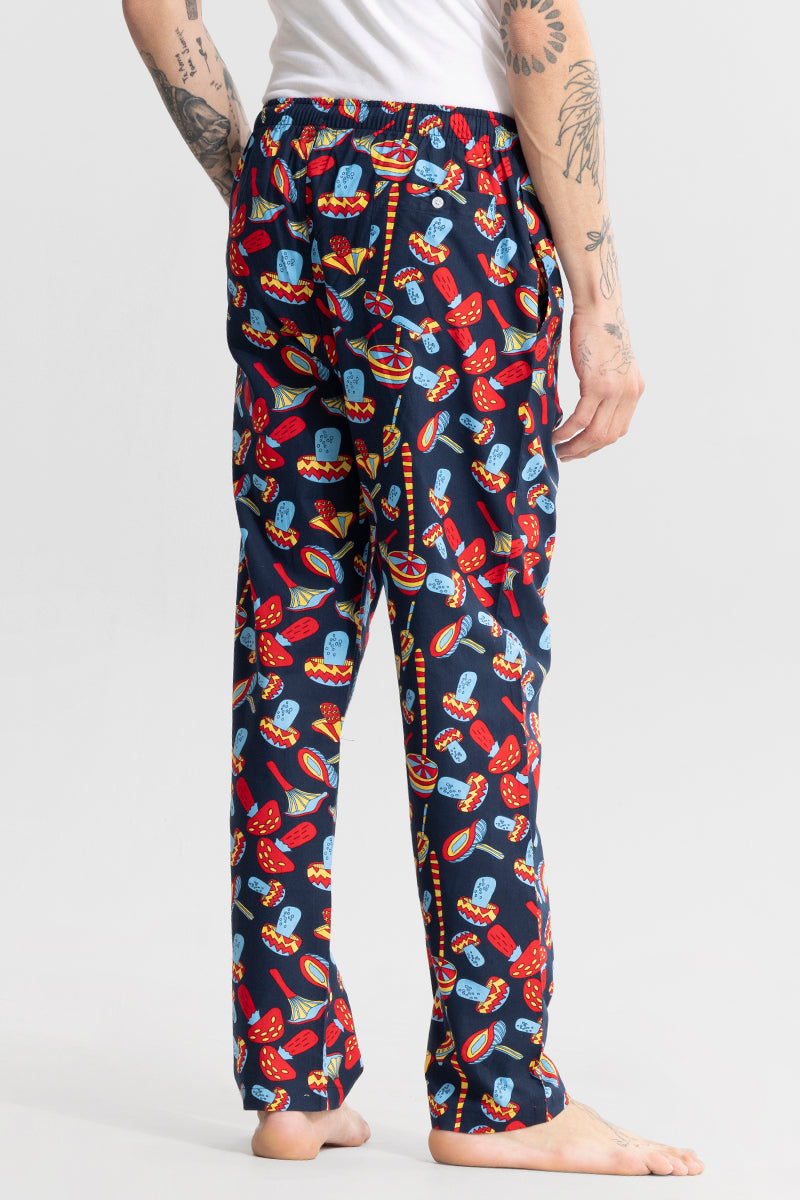 Mushroom Print Navy Pyjama