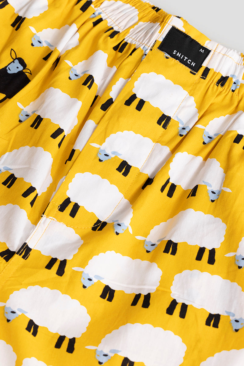 Sheep Print Yellow Pyjama