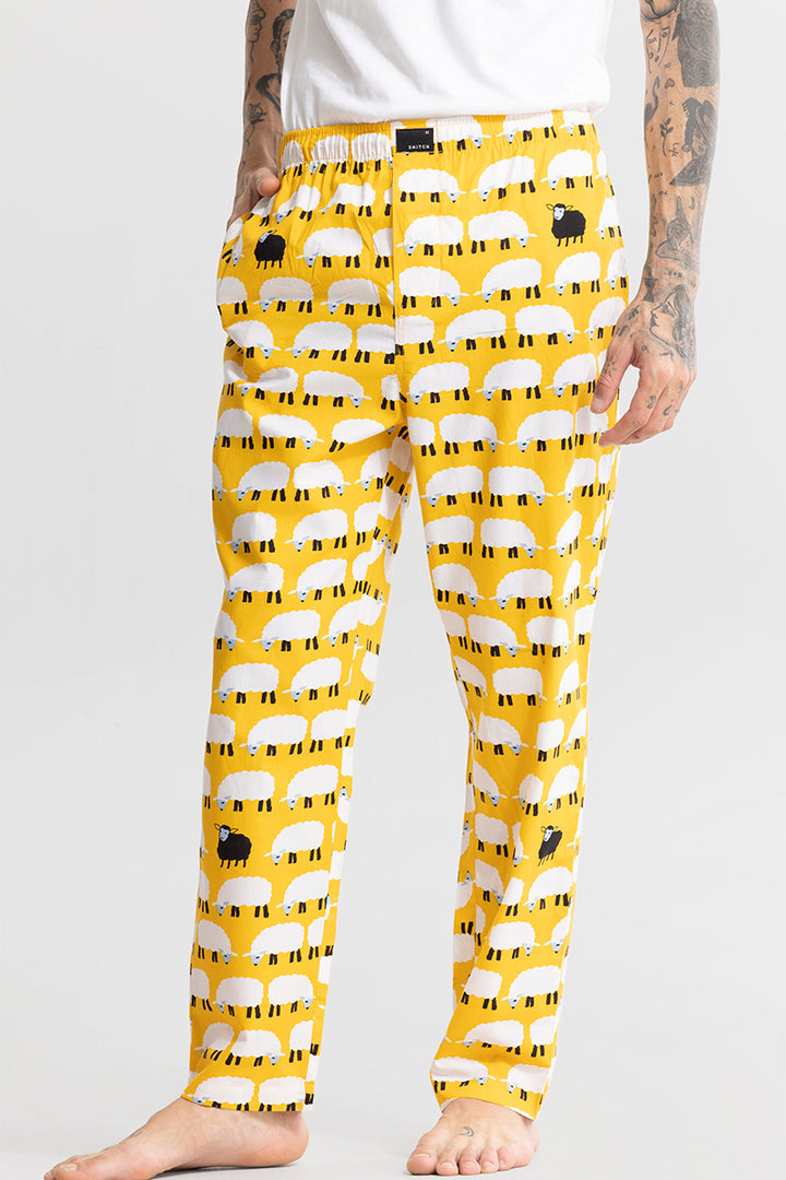 Sheep Print Yellow Pyjama