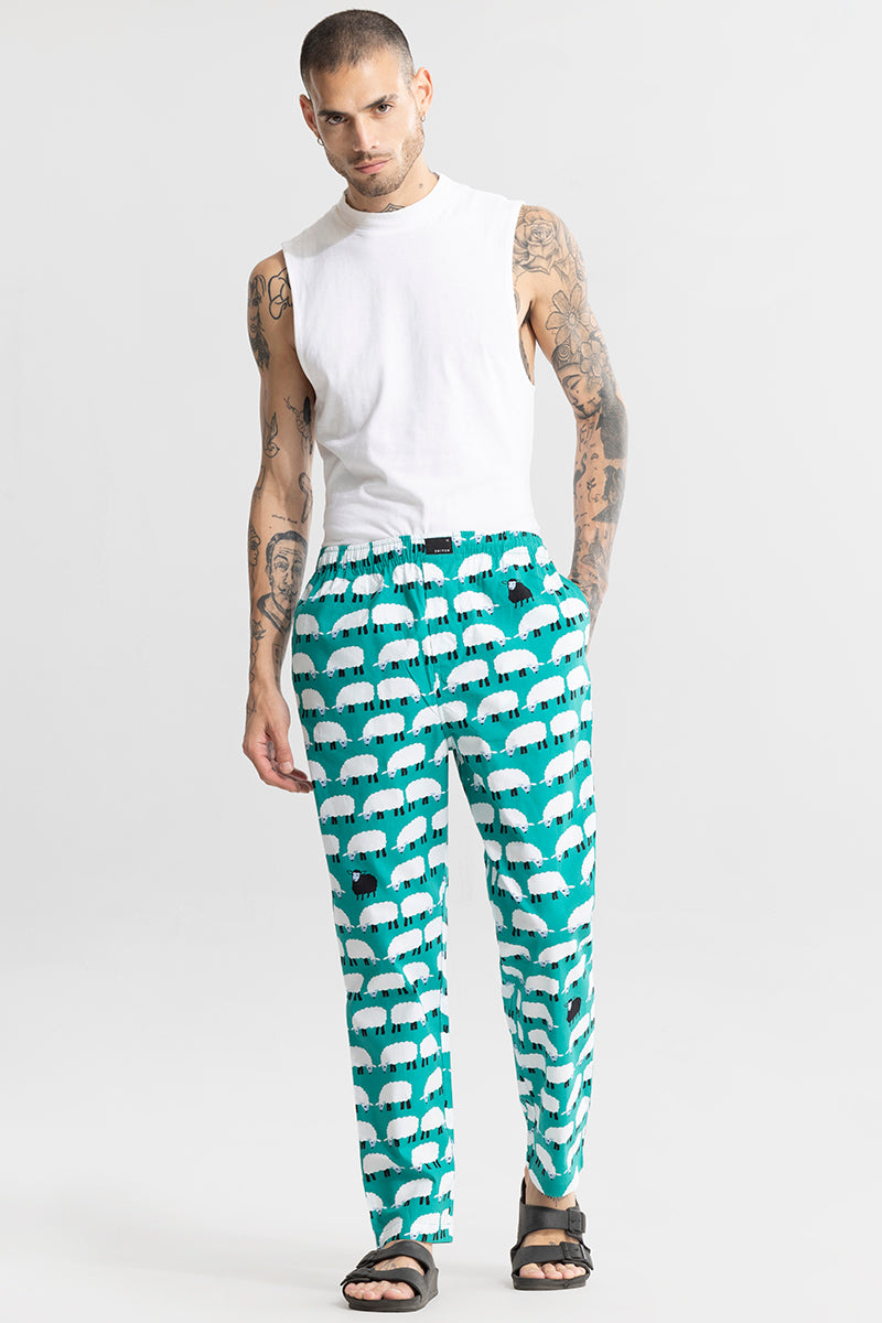 Sheep Print Aqua Green Pyjama