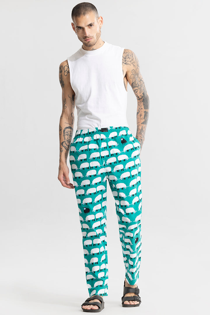 Sheep Print Aqua Green Pyjama