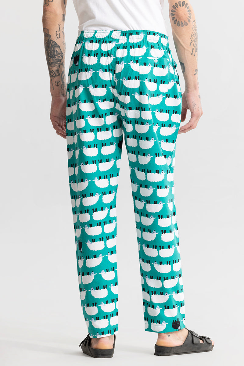 Sheep Print Aqua Green Pyjama