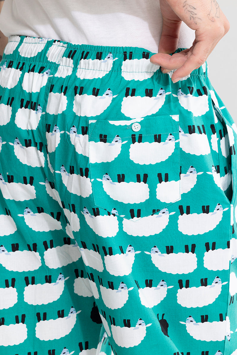 Sheep Print Aqua Green Pyjama