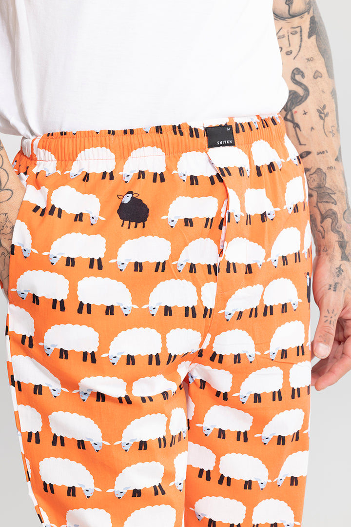 Sheep Print Orange Pyjama