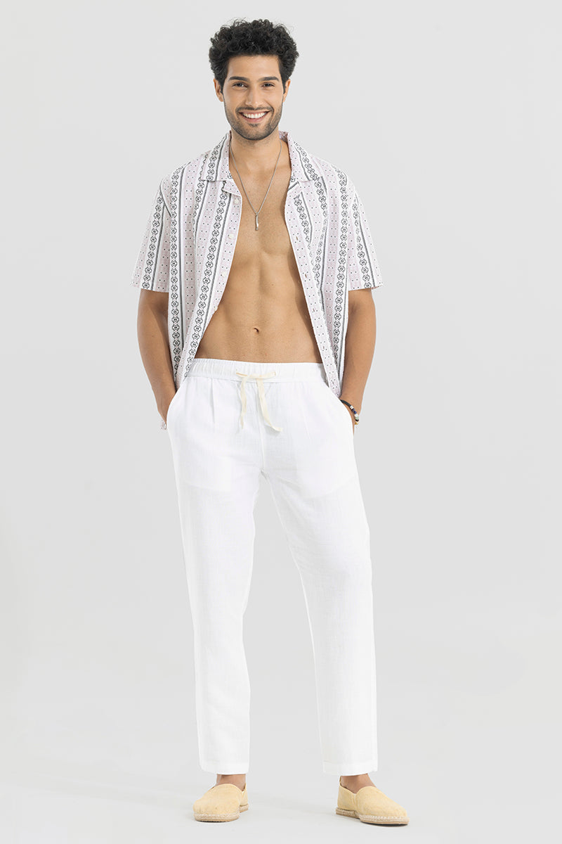 Buy Men's Ace White Linen Pant Online SNITCH