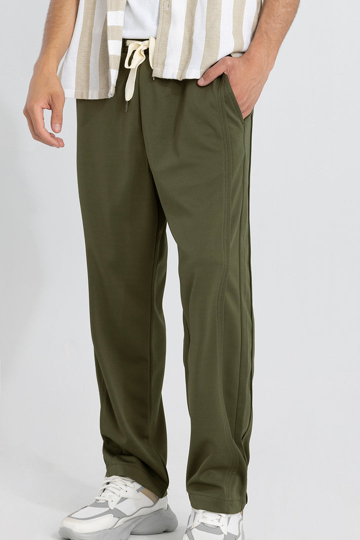 Waffle Knit Olive Relaxed Fit Pant